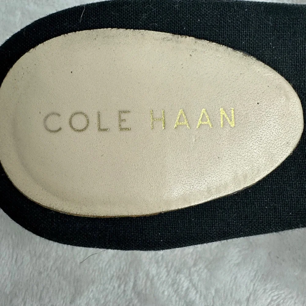Cole Haan‎ Womens Black Suede Espadrille Wedge Slide Sandals Size 8.5 B